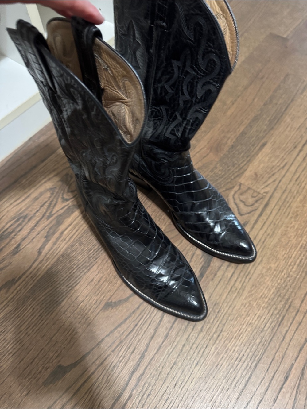 Black Crocodile Pointed Toe Cowboy Men’s Boots